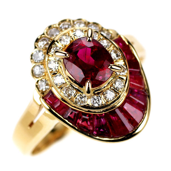 K18YG ルビー ダイヤモンド リング 0.77ct R0.97ct D0.24ct