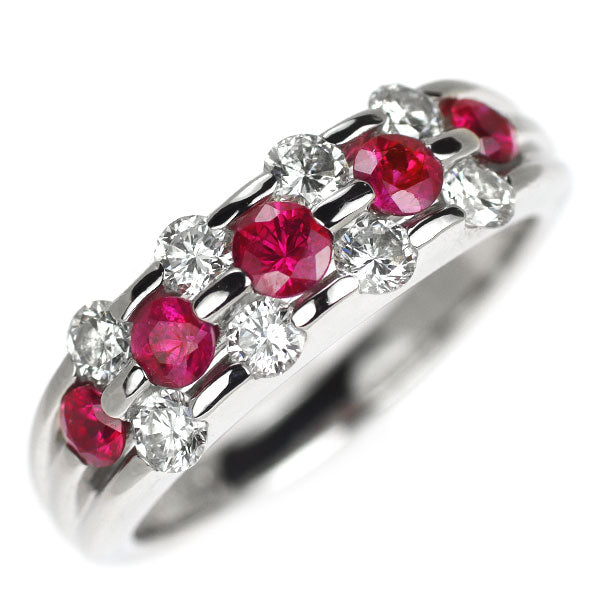 Pt900 ルビー ダイヤモンド リング 0.65ct D0.60ct