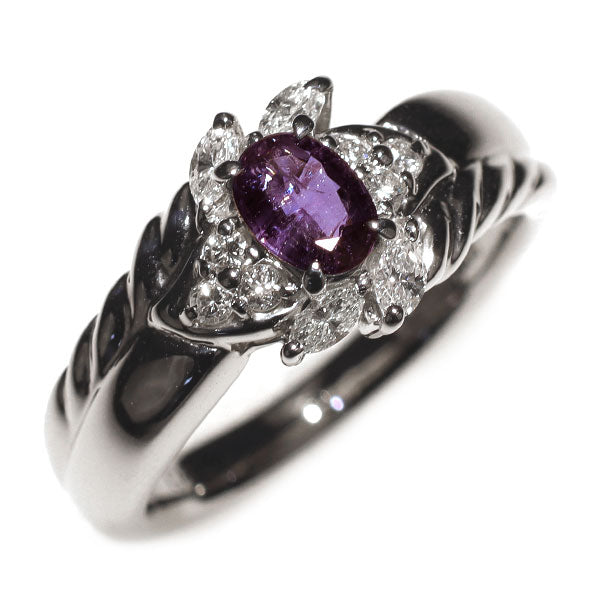希少 Pt900 アレキサンドライト ダイヤモンド リング 0.425ct D0.25ct