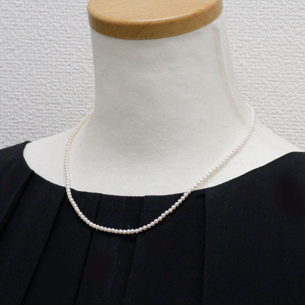 K18WG アコヤベビーパール ダイヤモンド ネックレス 径約 2.7mm