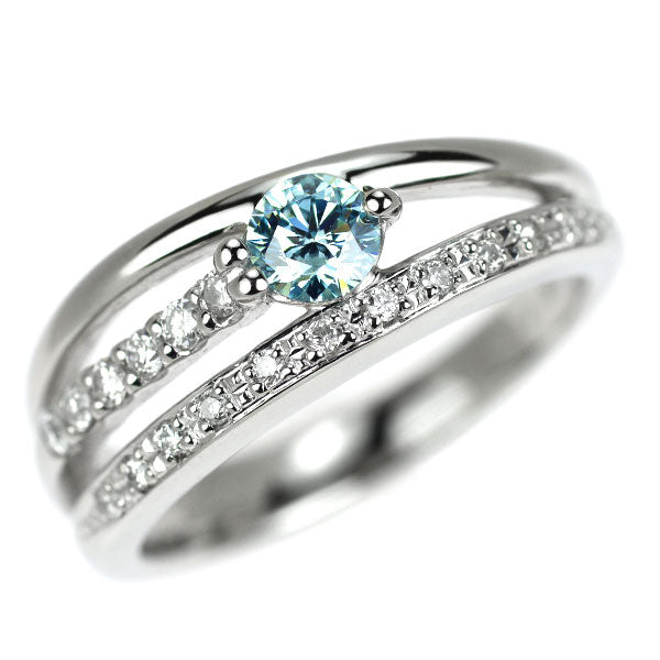 Pt900 トリートブルーダイヤモンド リング 0.30ct D0.17ct
