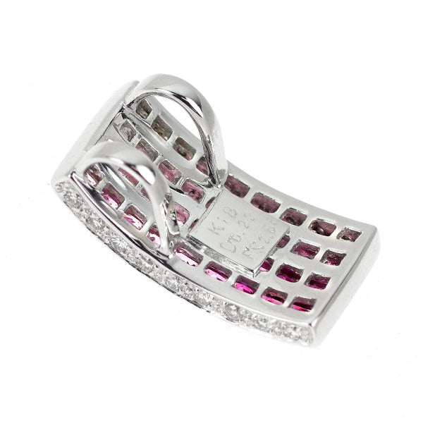 K18WG ピンク/ホワイトサファイア ダイヤモンド ペンダントトップ 2.88ct D0.22ct