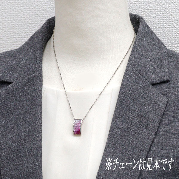 K18WG ピンク/ホワイトサファイア ダイヤモンド ペンダントトップ 2.88ct D0.22ct
