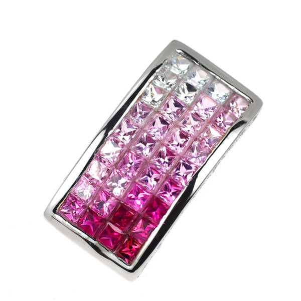 K18WG ピンク/ホワイトサファイア ダイヤモンド ペンダントトップ 2.88ct D0.22ct