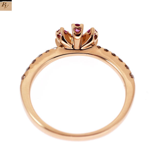 ポンテヴェキオ K18PG ピンクサファイア ダイヤモンド リング 0.13ct D0.14ct フラワー