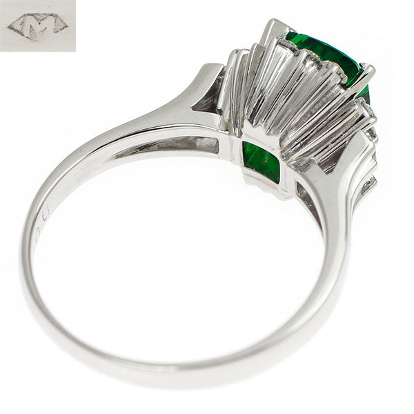 銀座ミワ Pt900 グロッシュラーライトガーネット ダイヤモンド リング 1.38ct D0.15ct