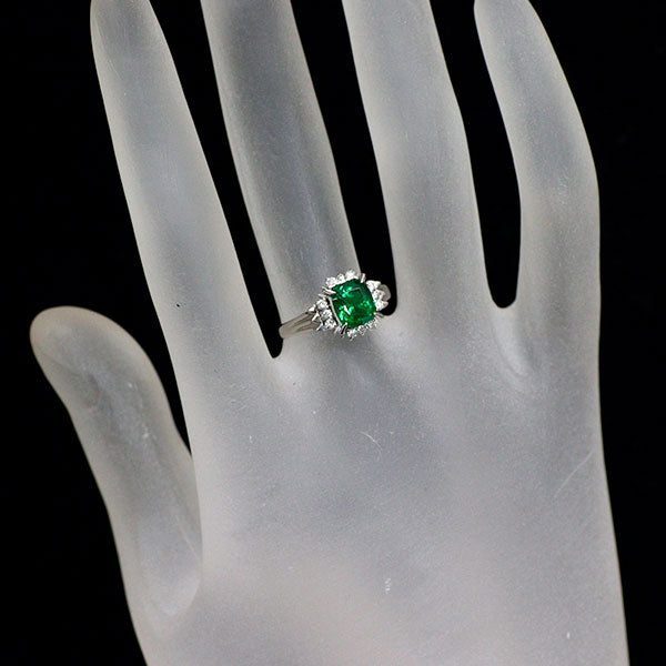 銀座ミワ Pt900 グロッシュラーライトガーネット ダイヤモンド リング 1.38ct D0.15ct