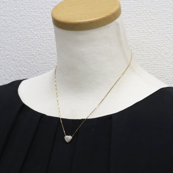 ピンキー＆ダイアン K18YG/Pt900トリートブルー/カラーレス ダイヤモンド ペンダントネックレス 0.07ct ハート