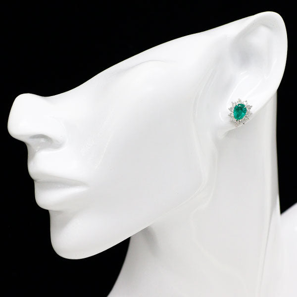 Pt900 ペアシェイプ エメラルド ダイヤモンド ピアス 1.46ct D1.10ct