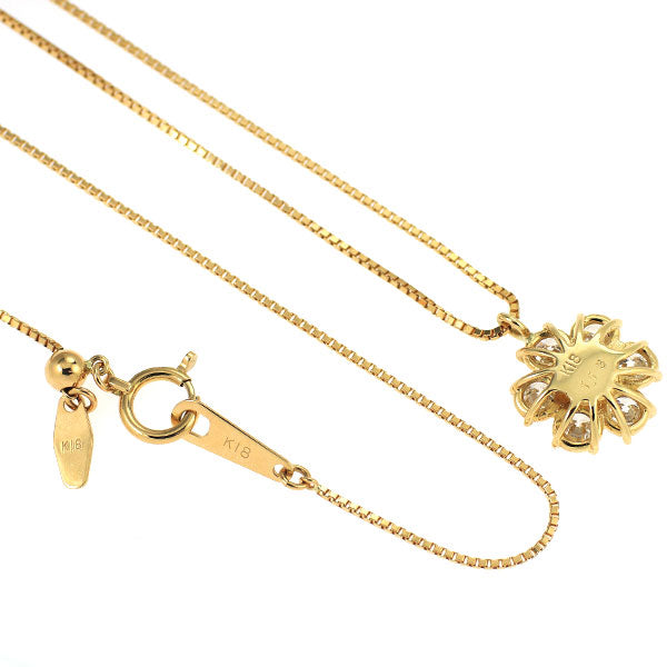 K18YG ダイヤモンド ペンダントネックレス 1.13ct フラワー