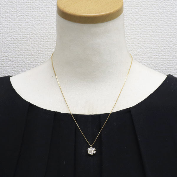 K18YG ダイヤモンド ペンダントネックレス 1.13ct フラワー