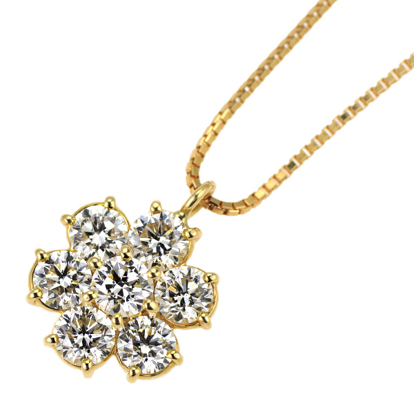 K18YG ダイヤモンド ペンダントネックレス 1.13ct フラワー