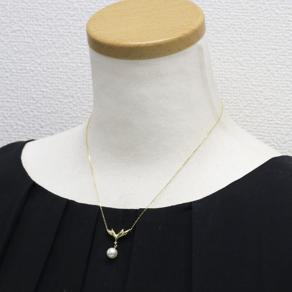 ミキモト K18YG アコヤ 真珠/パール ダイヤモンド ペンダントネックレス 径約7.6mm 植物