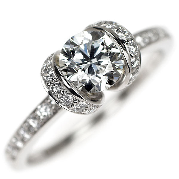ティファニー Pt950 ダイヤモンド ダイヤモンド リング 0.72ct H VVS1 Fair/G リボン