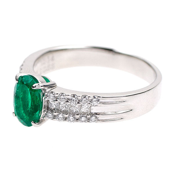 Pt900 エメラルド ダイヤモンド リング 1.074ct D0.55ct
