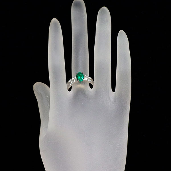 Pt900 エメラルド ダイヤモンド リング 1.074ct D0.55ct