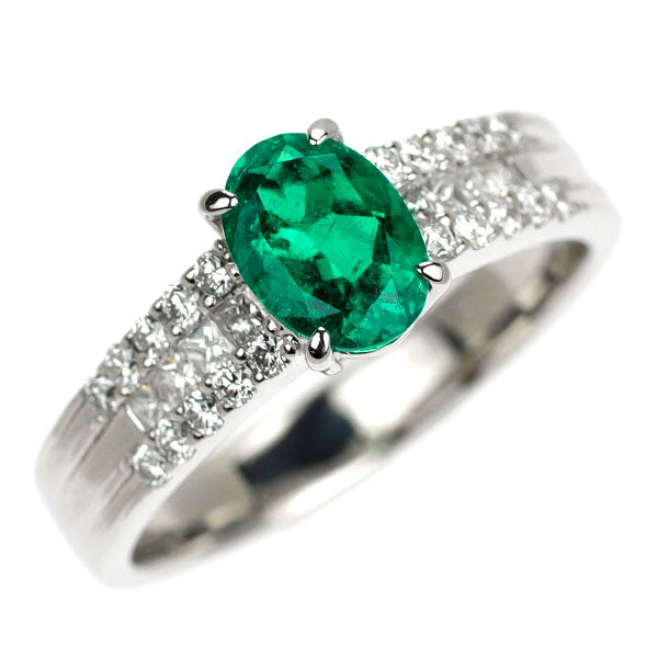 Pt900 エメラルド ダイヤモンド リング 1.074ct D0.55ct