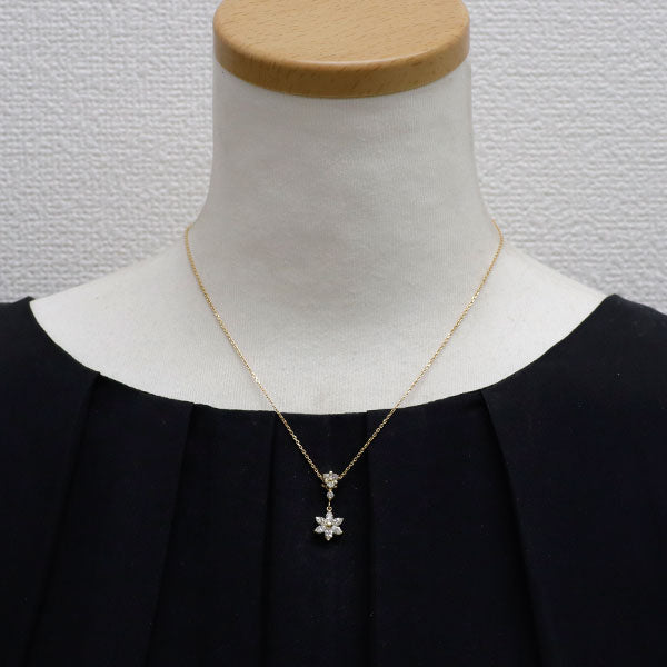 K18YG ダイヤモンド ペンダントネックレス 0.86ct フラワー
