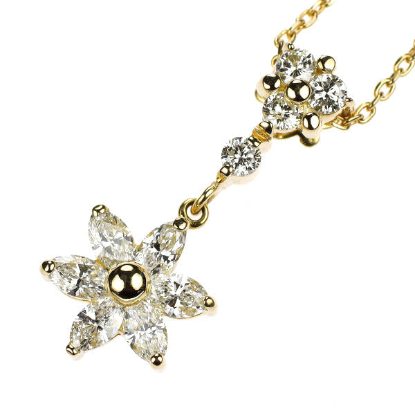 K18YG ダイヤモンド ペンダントネックレス 0.86ct フラワー