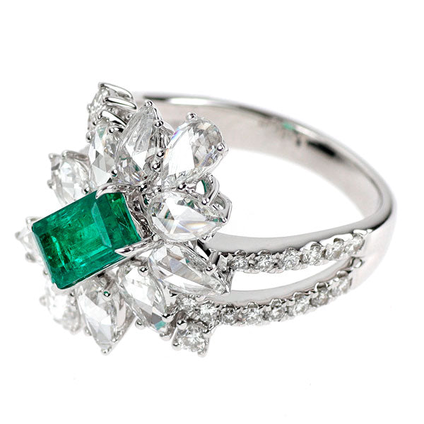 K18WG コロンビア産(F1) エメラルド ダイヤモンド リング 1.05ct D1.60ct