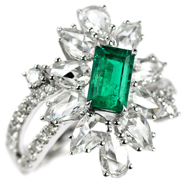 K18WG コロンビア産(F1) エメラルド ダイヤモンド リング 1.05ct D1.60ct