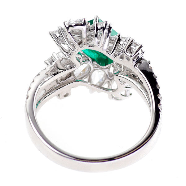 K18WG コロンビア産(F1) エメラルド ダイヤモンド リング 1.05ct D1.60ct