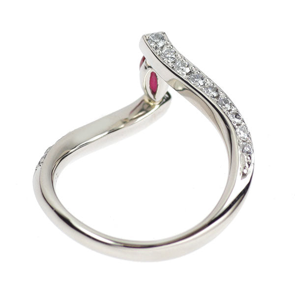 Pt900 マーキス ルビー ダイヤモンド リング 0.28ct D0.38ct