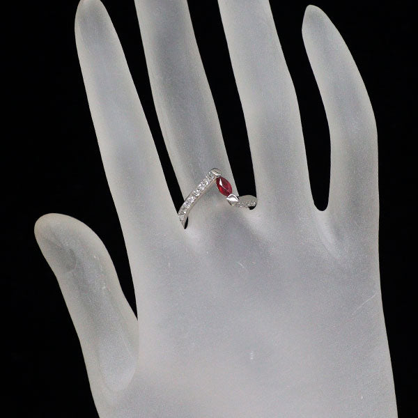 Pt900 マーキス ルビー ダイヤモンド リング 0.28ct D0.38ct