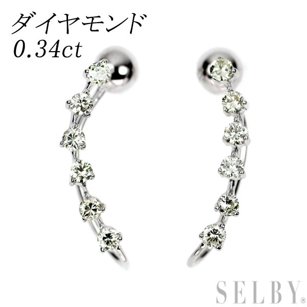 K18WG ダイヤモンド イヤリング 0.34ct イヤーカフ