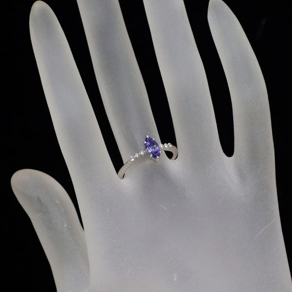 Pt900 マーキス タンザナイト ダイヤモンド リング 0.50ct D0.05ct