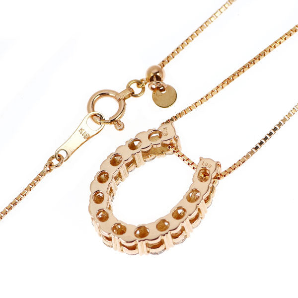 K18PG ダイヤモンド ペンダントネックレス 1.00ct 馬蹄