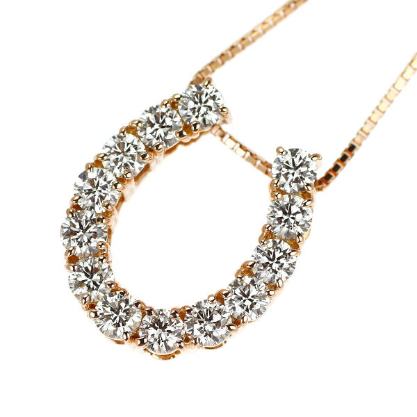 K18PG ダイヤモンド ペンダントネックレス 1.00ct 馬蹄