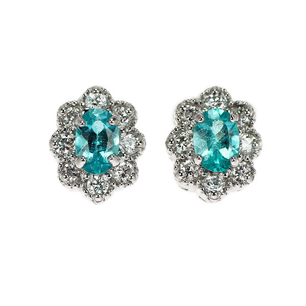 新品 希少 Pt900 ブラジル産パライバ トルマリン ダイヤモンド ピアス 0.14ct D0.10ct 【エスコレ】