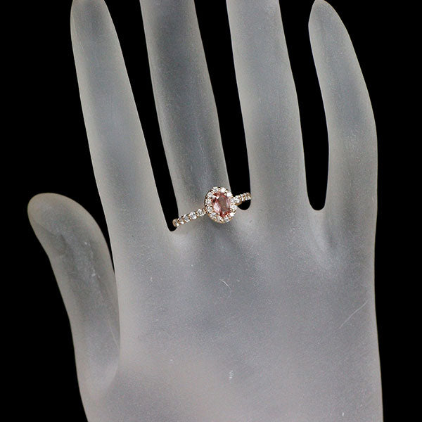 新品 K18PG 非加熱パパラチア サファイア ダイヤモンド リング 0.518ct D0.35ct 【エスコレ】