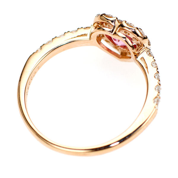 新品 K18PG ハートシェイプ パパラチアサファイア ダイヤモンド リング 0.60ct D0.42ct 【エスコレ】
