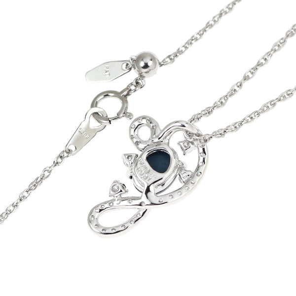 K18WG ブラックオパール ダイヤモンド ペンダントネックレス 0.73ct D0.37ct