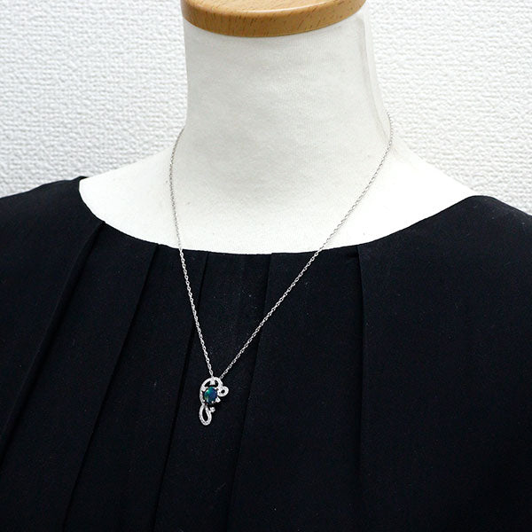 K18WG ブラックオパール ダイヤモンド ペンダントネックレス 0.73ct D0.37ct