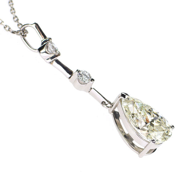 Pt900/ Pt850 ペアシェイプ ダイヤモンド ペンダントネックレス 3.308ct VLY SI2 D0.22ct
