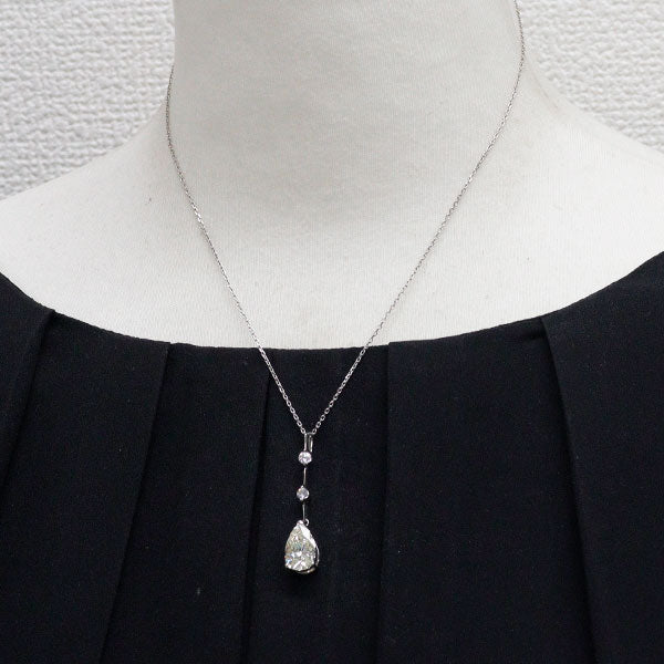 Pt900/ Pt850 ペアシェイプ ダイヤモンド ペンダントネックレス 3.308ct VLY SI2 D0.22ct