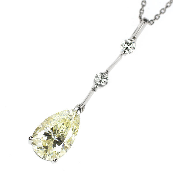 Pt900/ Pt850 ペアシェイプ ダイヤモンド ペンダントネックレス 3.308ct VLY SI2 D0.22ct