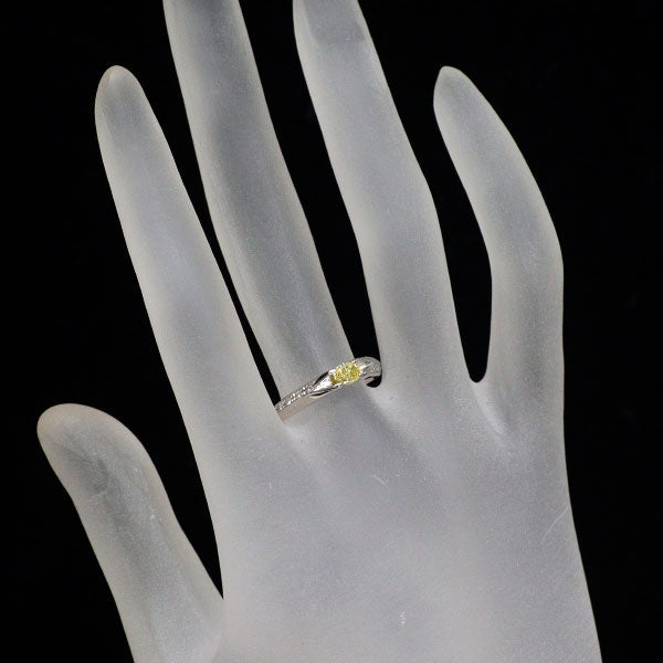 Pt900 天然イエロー ダイヤモンド ダイヤモンド リング 0.318ct FVY VS1 D0.07ct