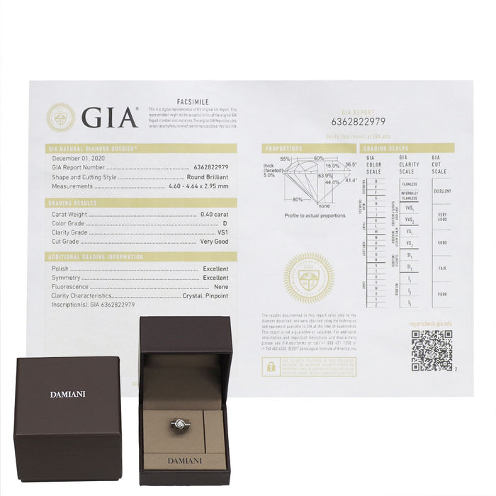 ダミアーニ Pt950 ダイヤモンド リング 0.40ct D VS1 VG ボッチョーロ