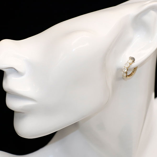 K18YG ダイヤモンド ピアス 2.00ct フープ