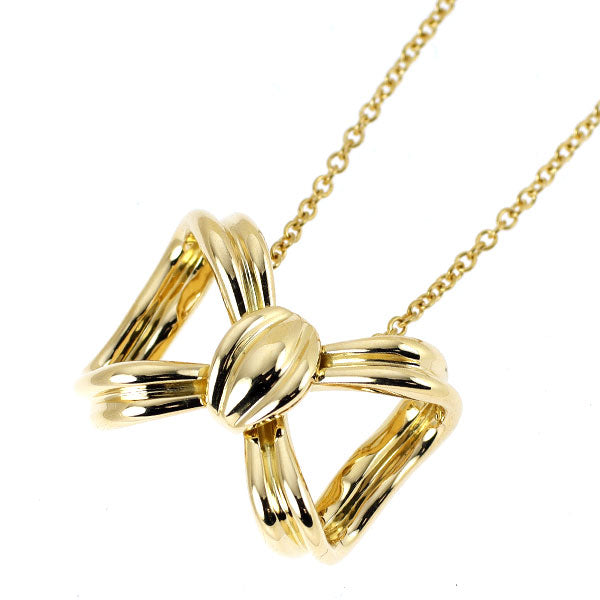 ティファニー K18YG ペンダントネックレス リボン — セルビー