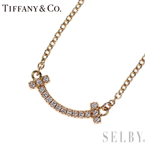 ティファニー K18PG ダイヤモンド ペンダントネックレス Tスマイル  