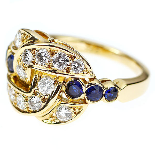ショーメ K18YG サファイア ダイヤモンド リング
