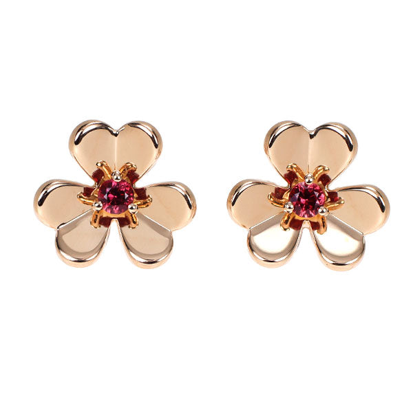 ヴァンクリーフ＆アーペル K18PG ルビー ピアス フリヴォル ミニ
