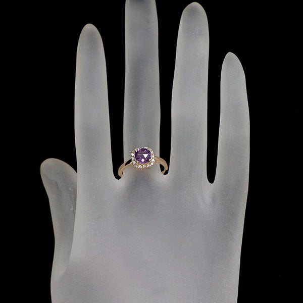 ヴァンドーム青山 K18PG アメジスト ダイヤモンド リング D0.10ct