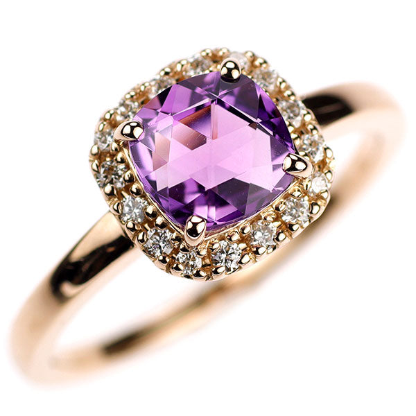 ヴァンドーム青山 K18PG アメジスト ダイヤモンド リング D0.10ct
