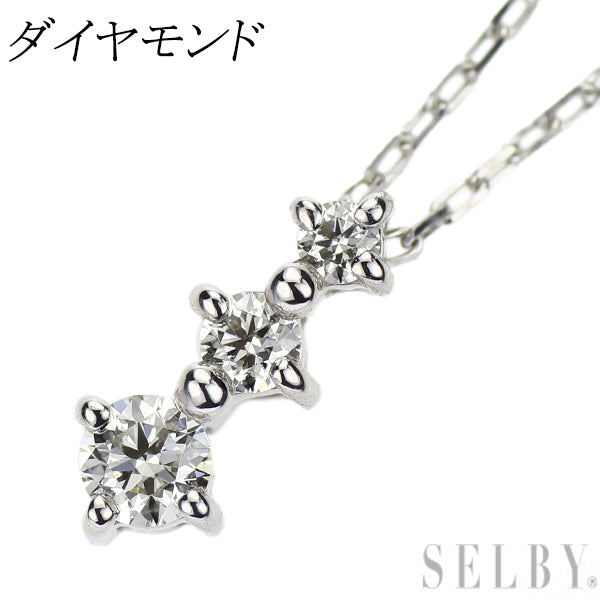 Pt900/ Pt850 ダイヤモンド ペンダントネックレス スリーストーン